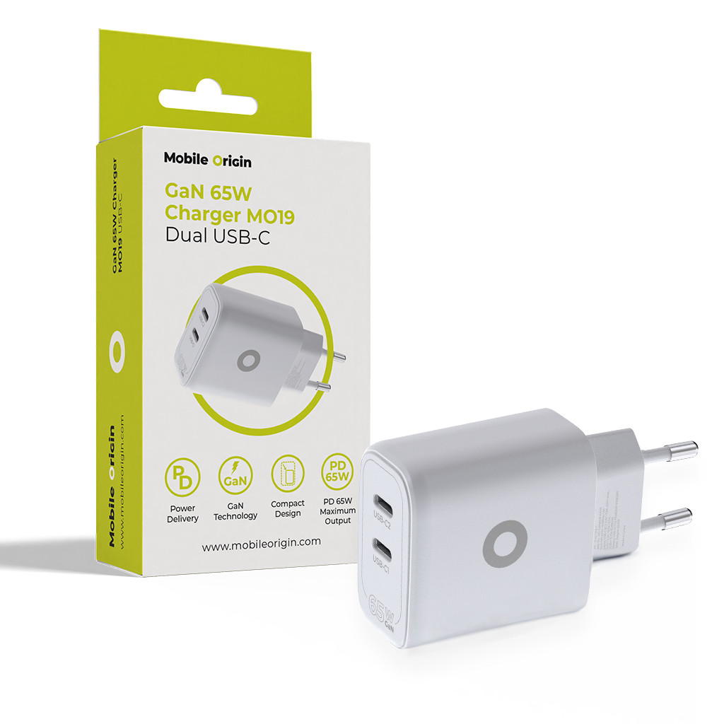 GaN 65W Charger TÜV MO19 Dual USB-C Mobile Origin