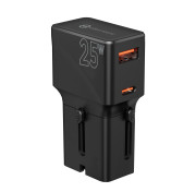 Travel adapter 25W, EU/US/UK/AU Black