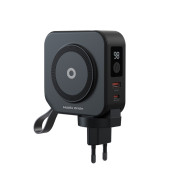 Travel charger with powerbank 10 000mAh, Lightning and USB-C cable, black