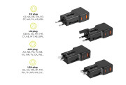 Travel adapter 25W, EU/US/UK/AU Black