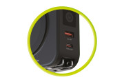 Travel charger with powerbank 10 000mAh, Lightning and USB-C cable, black
