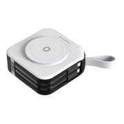 Travel charger with powerbank 10 000mAh, Lightning and USB-C cable, white