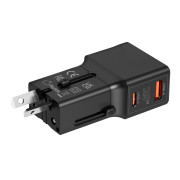 Travel adapter 25W, EU/US/UK/AU Black