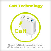 GaN 40W Wall Charger MO13, 1x USB-A + 2x USB-C