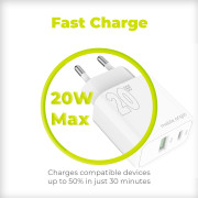 PD20W Wall Charger MO12 - USB-A + USB-C