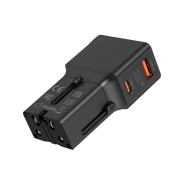 Travel adapter 25W, EU/US/UK/AU Black