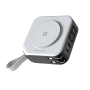 Travel charger with powerbank 10 000mAh, Lightning and USB-C cable, white