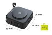 Travel charger with powerbank 10 000mAh, Lightning and USB-C cable, black