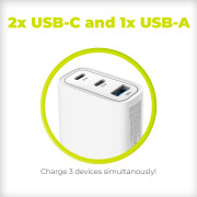 GaN 40W Wall Charger MO13, 1x USB-A + 2x USB-C