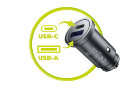 Metal Car Charger 30W CA12 - USB-C, USB-A