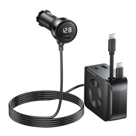 75W 5in1 Car Charger CA23 - 2x USB-C + USB-A Port, 2x USB-C Cable