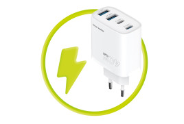 GaN síťová nabíječka 40W PW22 – 2x USB-C + 2x USB-A