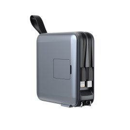 PowerBank 10000mAh/Travel Charger, Lightning/USB-C Cable, MagSafe/AW/iPhone Compatible, Grey + Pink