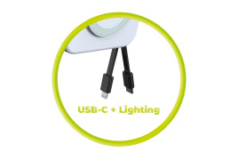Cestovní nabíječka s powerbankou 10 000 mAh, Lightning a USB‑C kabelem – bílá
