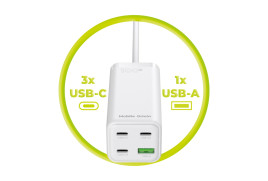 GaN 100W Compact MultiHub Charger PW18 with 3x USB-C + USB-A