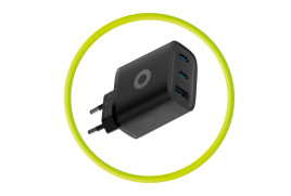 GaN síťová nabíječka 40W MO13 – 1× USB‑A + 2× USB‑C, Černá