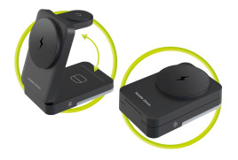 3in1 Foldable Charging Stand PW28 Black - with Light