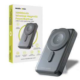 10000mAh Wireless Magnetic PowerBank PB11, USB-C and Lightning Cable