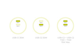 30W Charger Plug PW33 - 2x USB-C, White