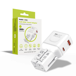GaN 35W Travel Adapter, EU/US/UK/AU PW25 White