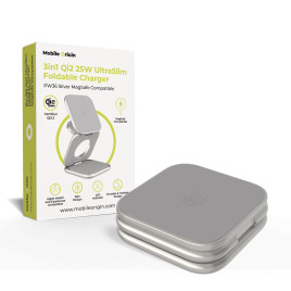 UltraSlim Foldable Charger PW36, 3in1 Qi2 25W, Silver