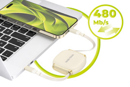 100W Retractable Cable Box USB-C to USB-C CB7, Beige