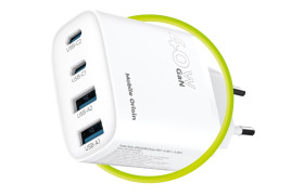 GaN síťová nabíječka 40W PW22 – 2x USB-C + 2x USB-A