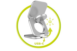 UltraSlim Foldable Charger PW36, 3in1 Qi2 25W, Silver