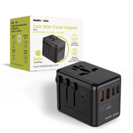 Travel Adapter GaN 35W PW4 EU/UK/US/AUS, 3x USB-C + 2x USB-A