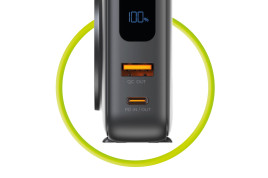 Powerbank 10000mAh / Travel Charger, Lightning/USB-C Cable, Černá - kompatibilní s MagSafe AW / iPhone