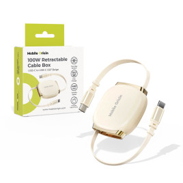 100W Retractable Cable Box USB-C to USB-C CB7, Beige