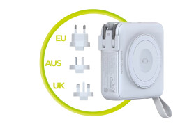 Powerbank 10000mAh / Travel Charger, Lightning/USB-C Cable, Bílá- kompatibilní s MagSafe AW / iPhone