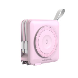 Powerbank 10000mAh / Travel Charger, Lightning/USB-C Cable, Růžová - kompatibilní s MagSafe AW / iPhone
