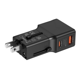 Travel adapter 25W, EU/US/UK/AU Black