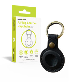 Kožená klíčenka AirTag A6, Černá