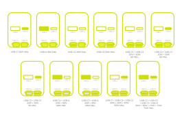 Car Charger CA22 90W - USB-C + USB-A, + 2x USB-C Cable