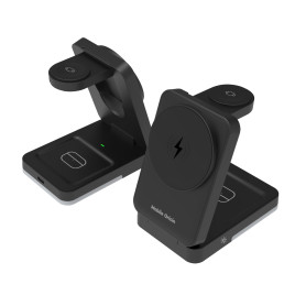 3in1 Foldable Charging Stand PW28 Black - with Light
