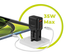 Cestovní Adaptér GaN 35W, EU/US/UK/AU PW25 Black