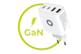 GaN síťová nabíječka 40W PW22 – 2x USB-C + 2x USB-A