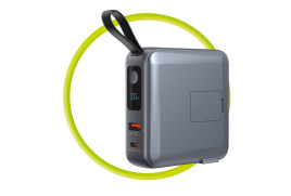 PowerBank 10000mAh / Travel Charger, Lightning/USB-C Cable, Šedá - kompatibilní s MagSafe AW / iPhone