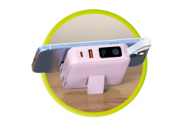 Powerbank 10000mAh / Travel Charger, Lightning/USB-C Cable, Růžová - kompatibilní s MagSafe AW / iPhone