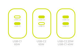 GaN nabíječka 65W TÜV MO19 – duální USB‑C