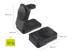 3in1 Foldable Charging Stand PW28 Black - with Light