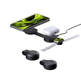 3in1 Qi2 25W Foldable Magnetic Pad PW34, Black