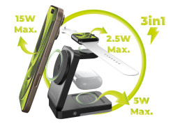 3in1 Foldable Charging Stand PW28 Black - with Light