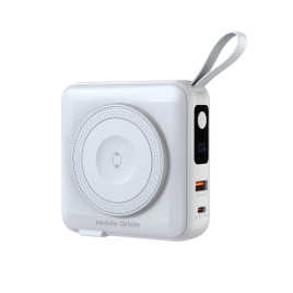 Powerbank 10000mAh / Travel Charger, Lightning/USB-C Cable, Bílá- kompatibilní s MagSafe AW / iPhone