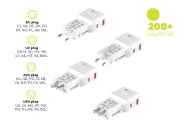 GaN 35W Travel Adapter, EU/US/UK/AU PW25 White