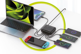 GaN 140W Travel Charger Hub PW12 EU/UK/US, 3x USB-C + 3x USB-A
