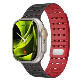 Magnetický řemínek pro Apple Watch 44 / 45 / 46 / 49 mm – černočervený