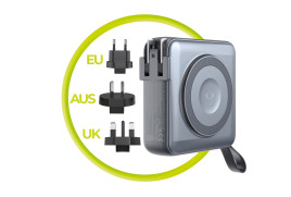 PowerBank 10000mAh / Travel Charger, Lightning/USB-C Cable, Šedá - kompatibilní s MagSafe AW / iPhone